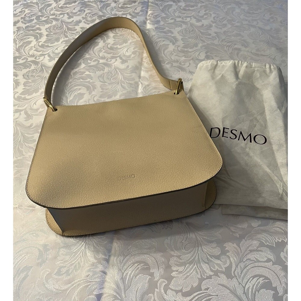 Desmo Italian Leather Shoulder Bag Beige Made in Italy Classic Purse